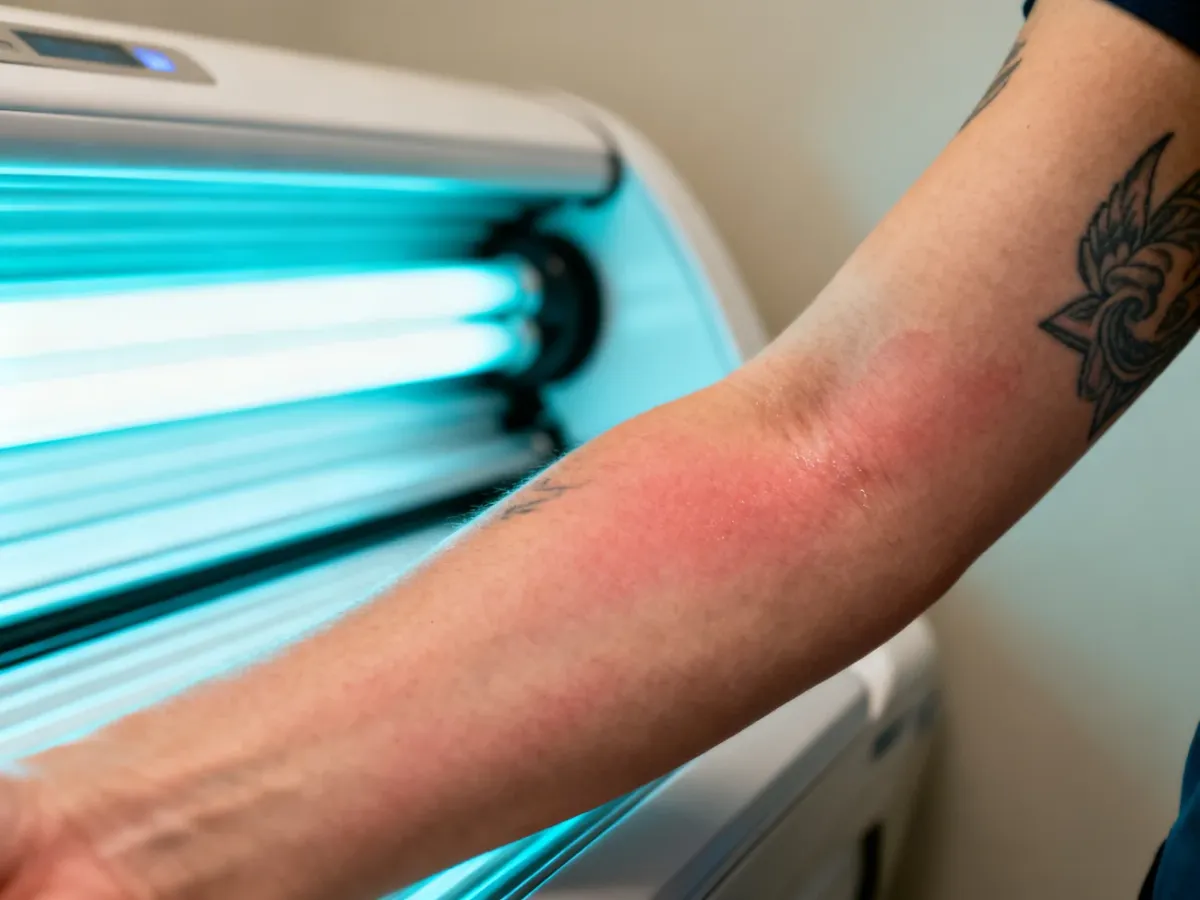 Świeży tatuaż narażony na działanie promieniowania UV z solarium